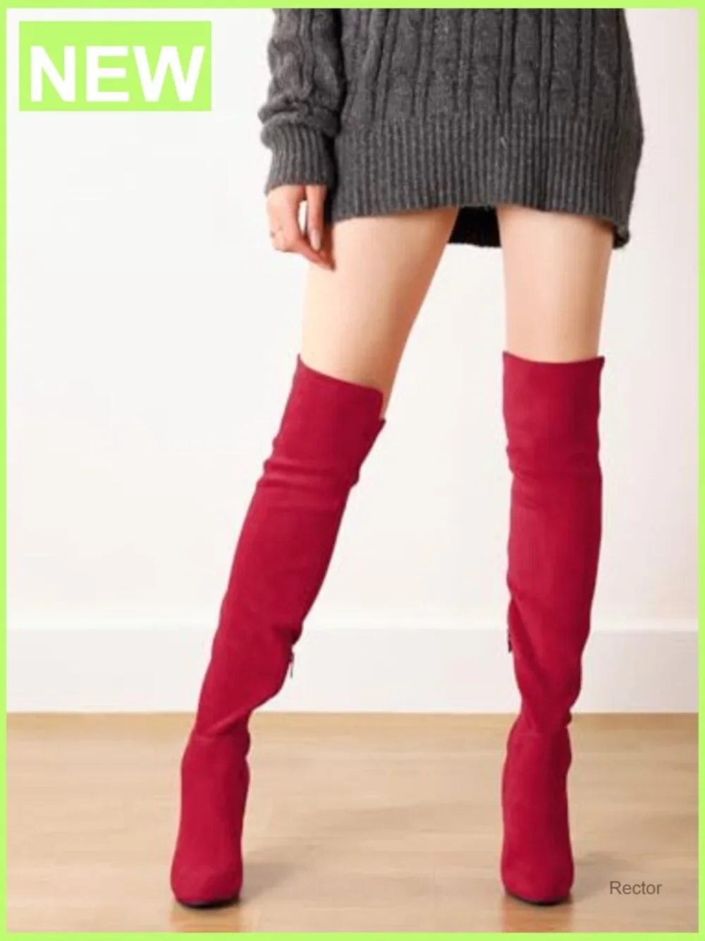 Faux Suede Chunky Heel Over The Knee Thigh High Boots Size 8